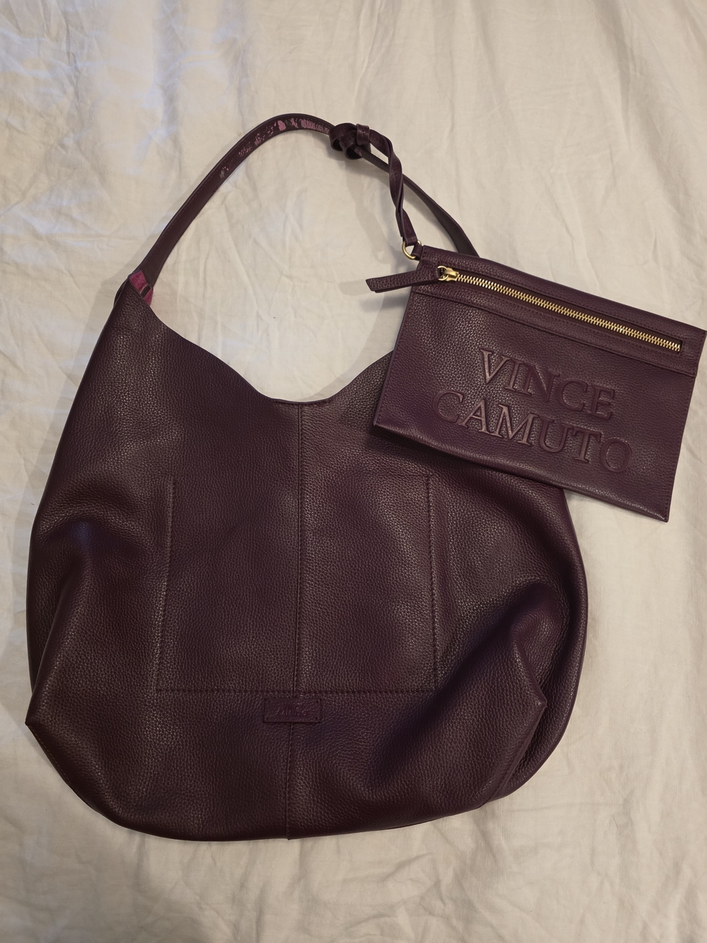 Vince Camuto Women's Leather Hobo Bag in Deep Plum